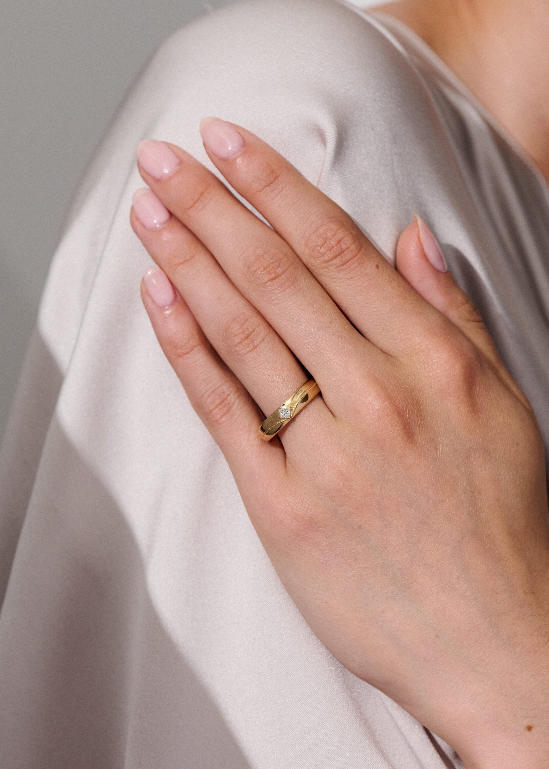 Rainfall Princess Cut Milgrain Band
