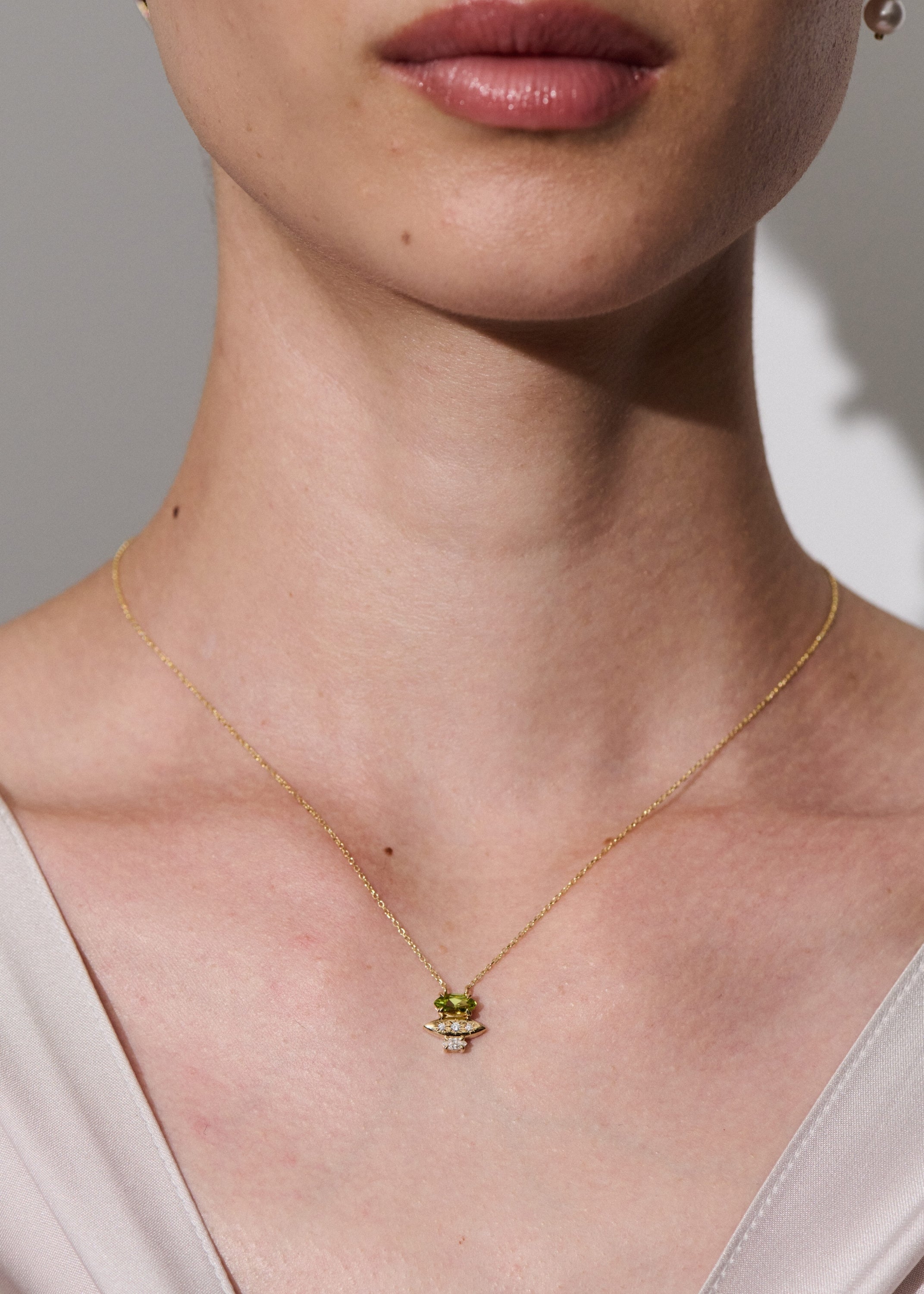 Rainfall Triple Marquise Peridot Necklace