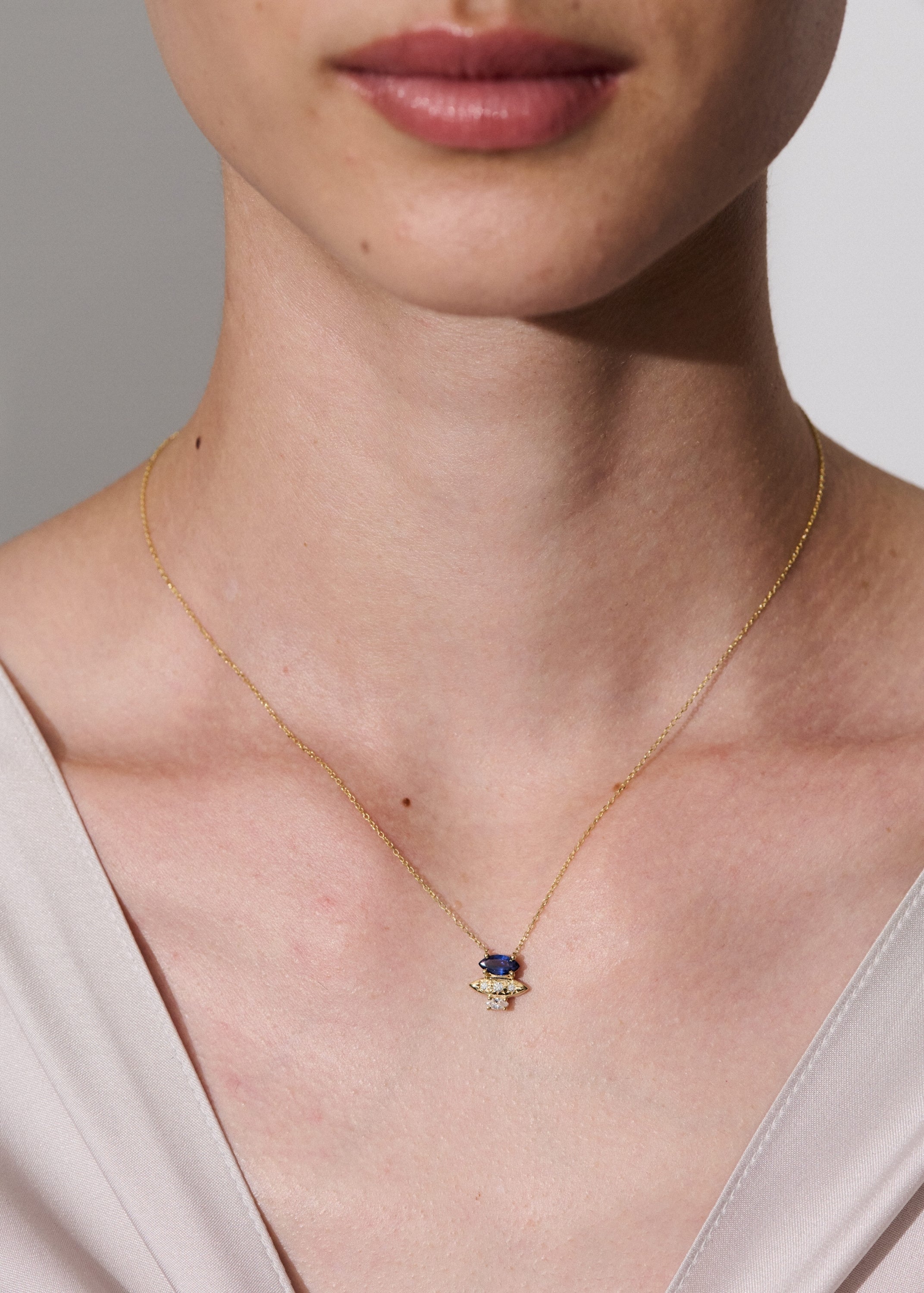 Rainfall Triple Marquise Sapphire Necklace