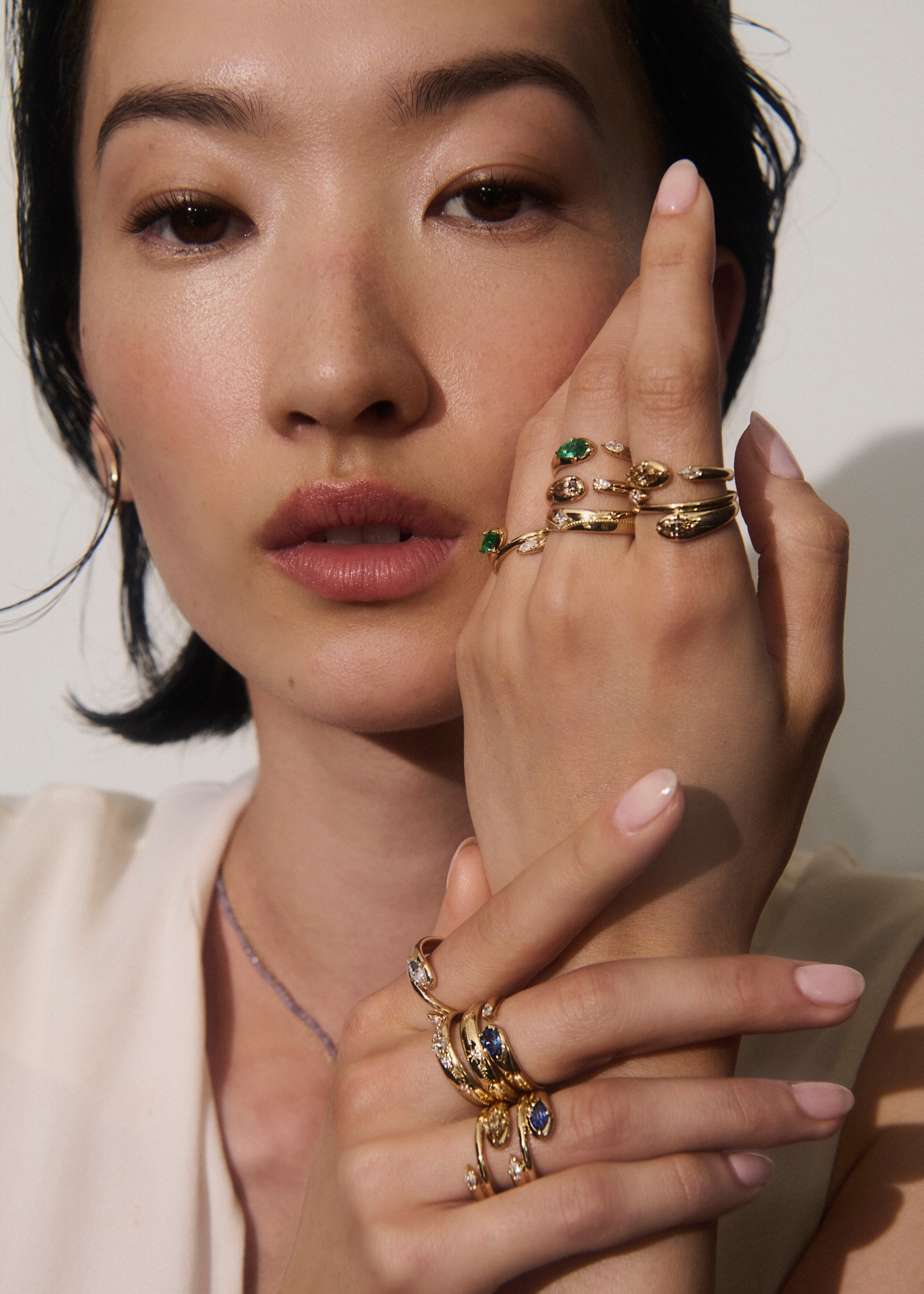 Rainfall Double Marquise Champagne Diamond Coil Ring