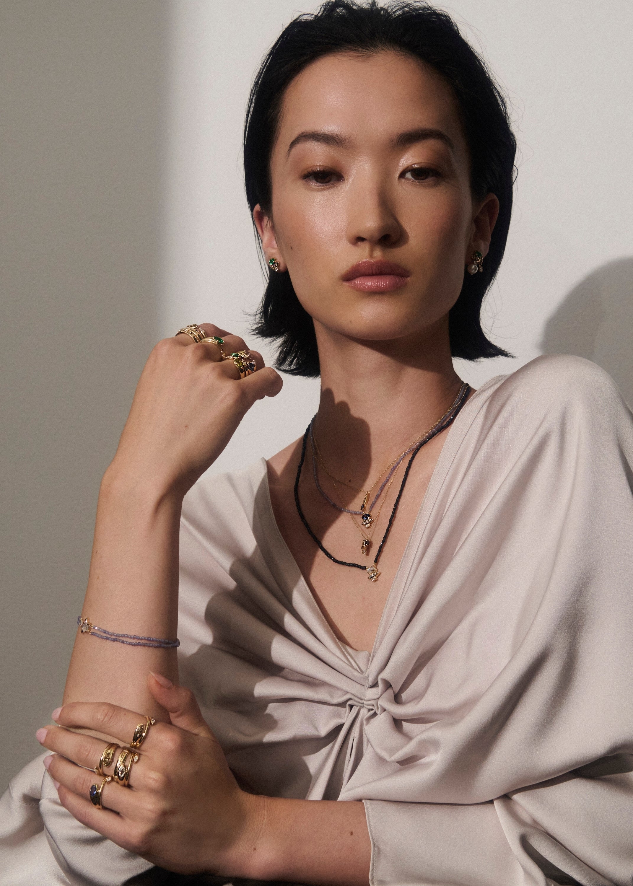 Rainfall Triple Marquise Moonstone & Beaded Sapphire Necklace