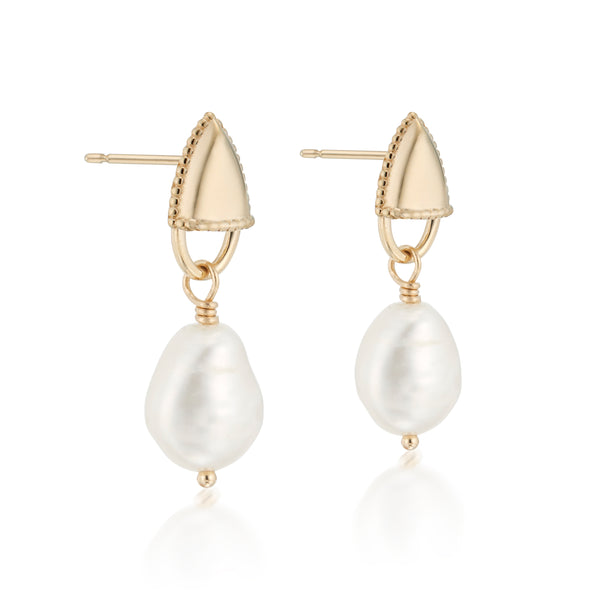 Amphora Lock Earrings with Baroque Pearls