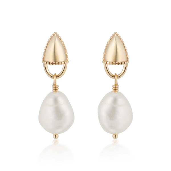 Amphora Lock Earrings with Baroque Pearls