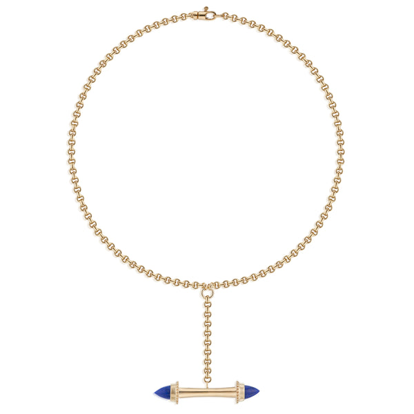 Amphora Scroll Y-Necklace with Lapis Lazuli