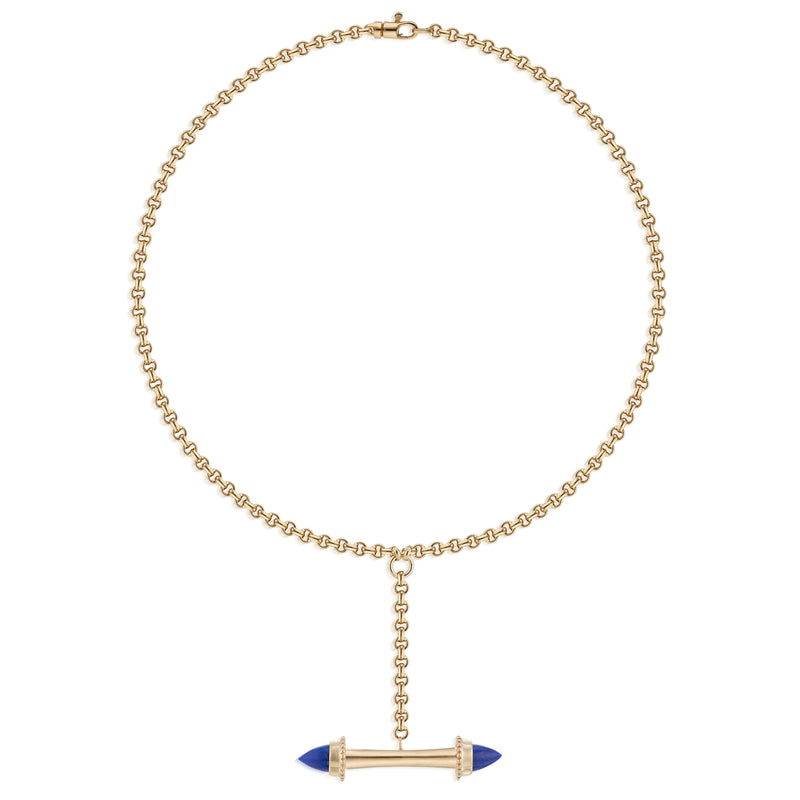 Amphora Scroll Y-Necklace with Lapis Lazuli
