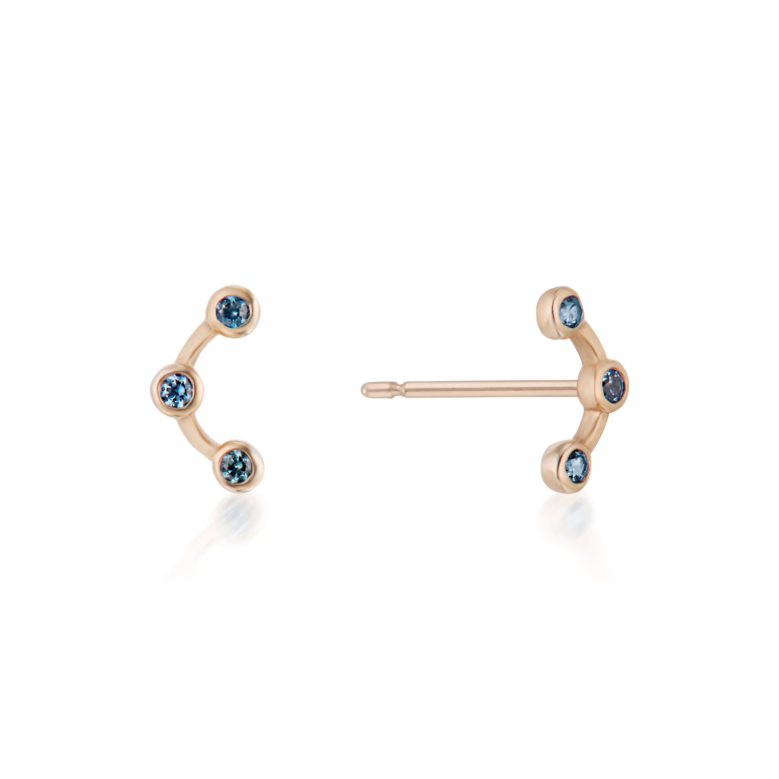 Arc Earrings With Blue Sapphires Rose Gold