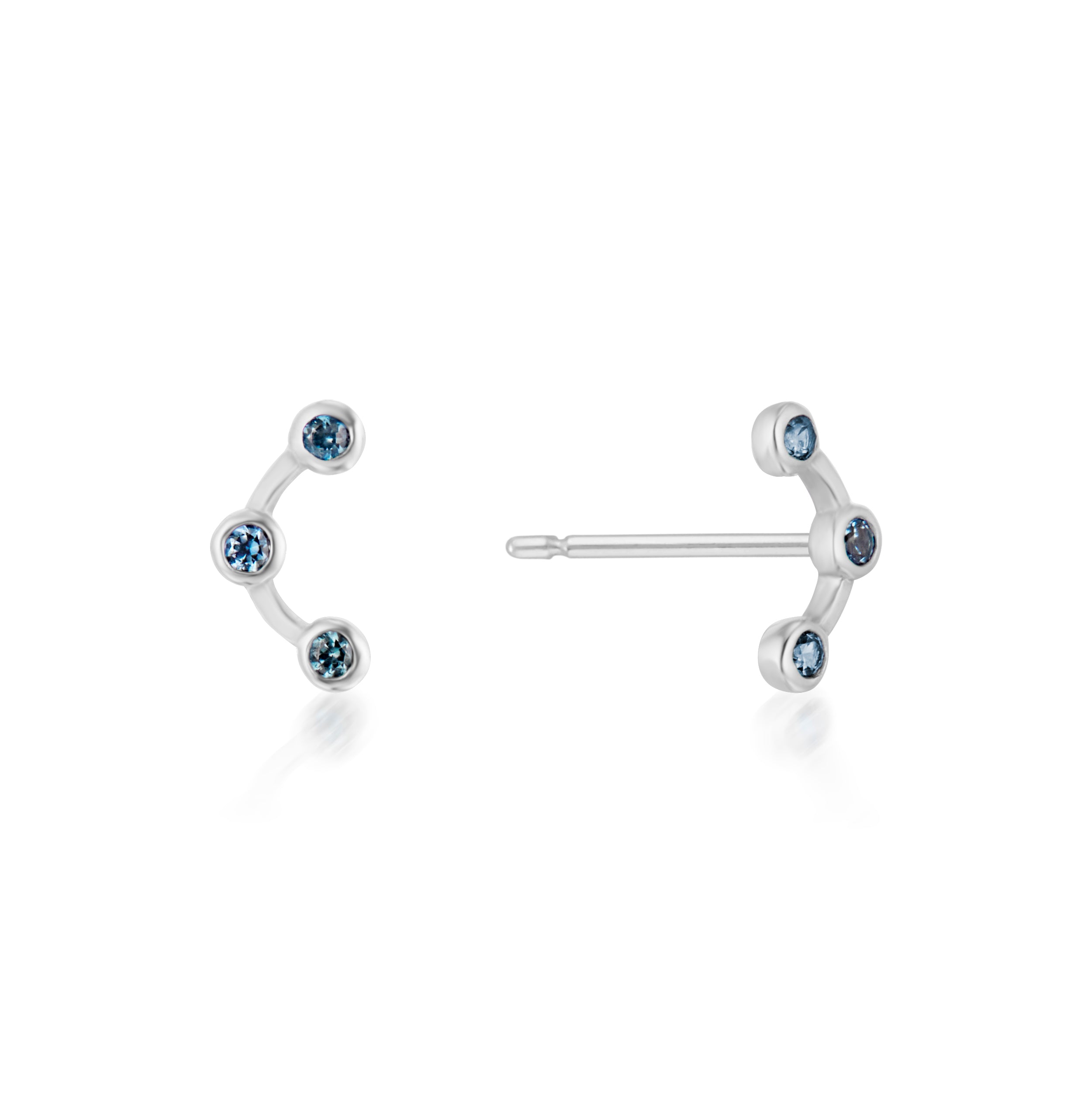Arc Earrings With Blue Sapphires White Gold