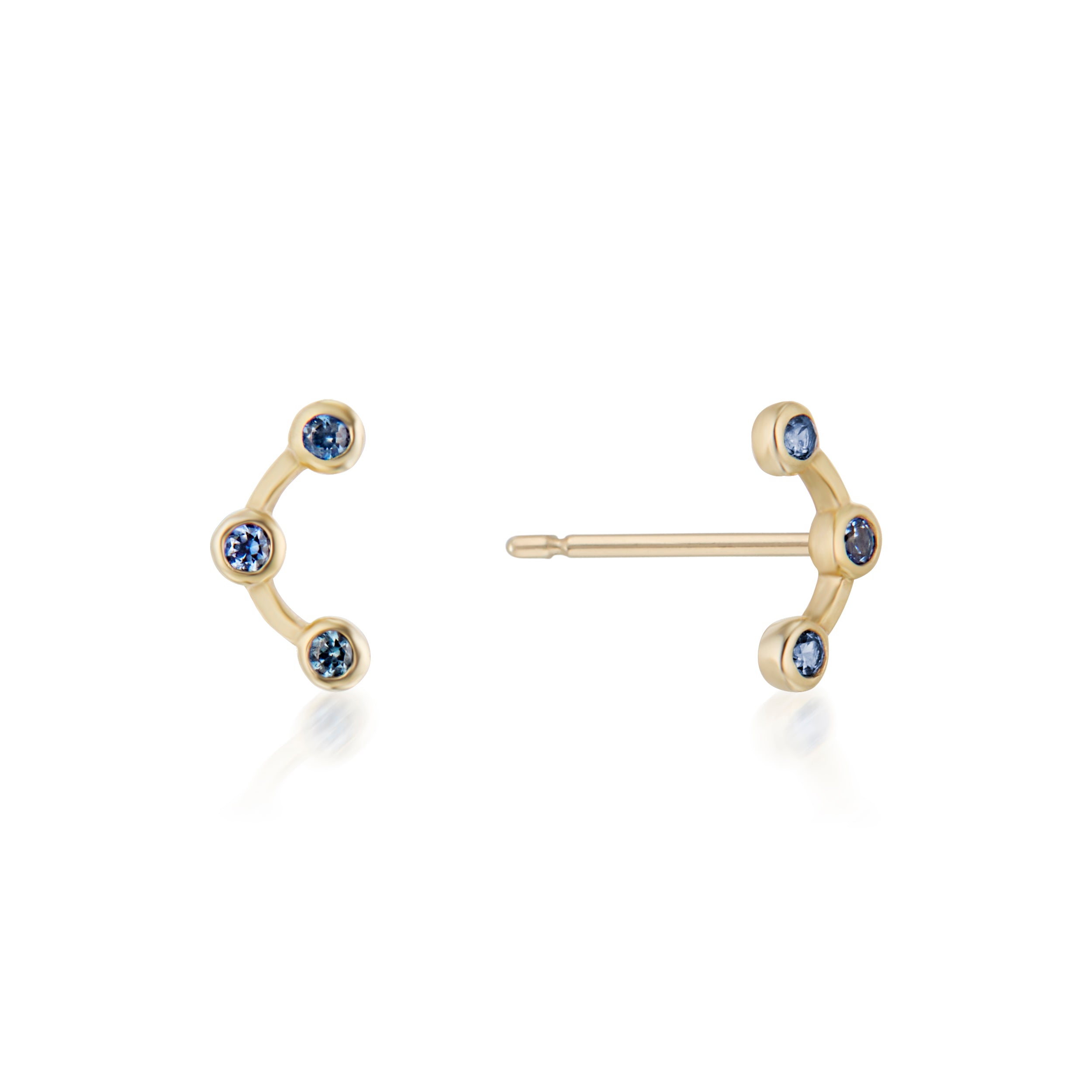 Arc Earrings With Blue Sapphires Yellow Gold
