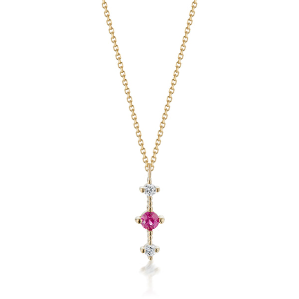 Celeste Bar Necklace With Ruby & Diamonds