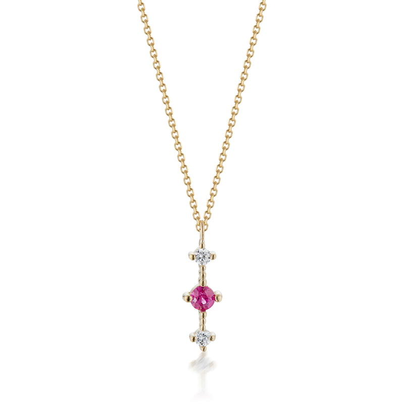 Celeste Bar Necklace With Ruby & Diamonds