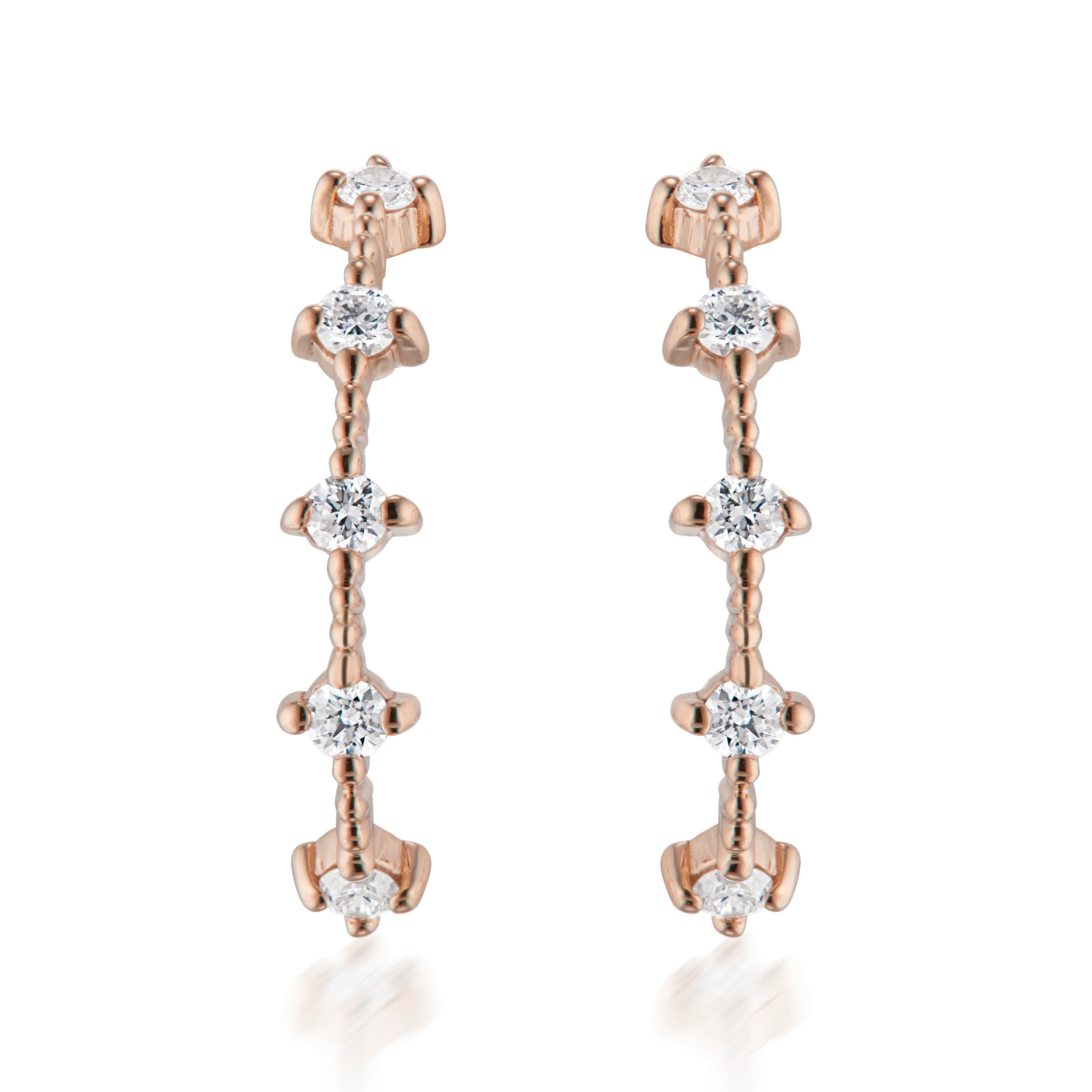 CelesteCeleste Half Hoop Earrings White Diamonds 14K Rose Gold