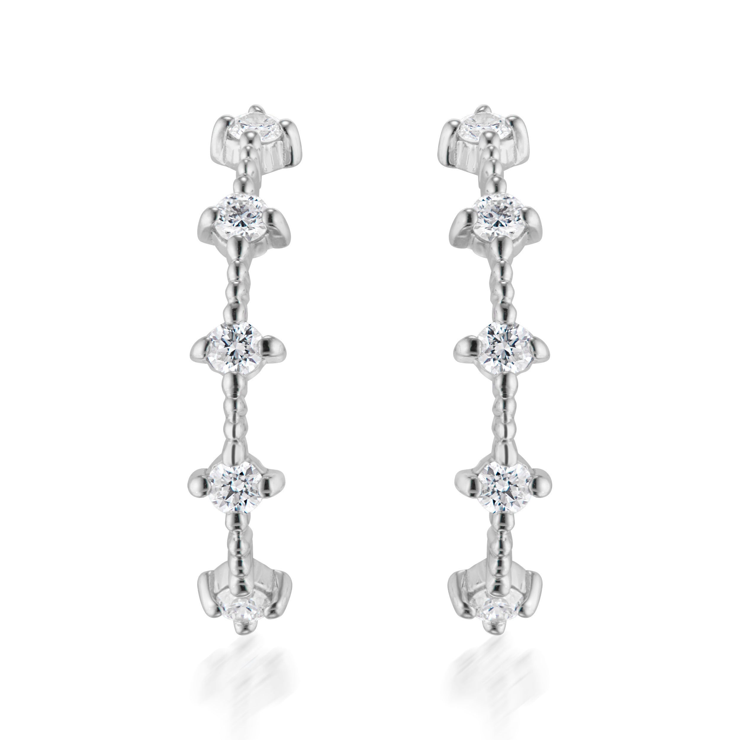 CelesteCeleste Half Hoop Earrings White Diamonds 14K White Gold