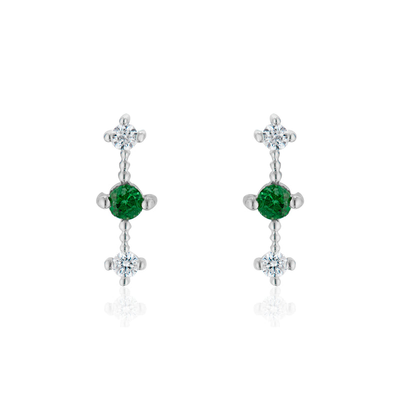 Celeste Earrings With Emerald & Diamonds