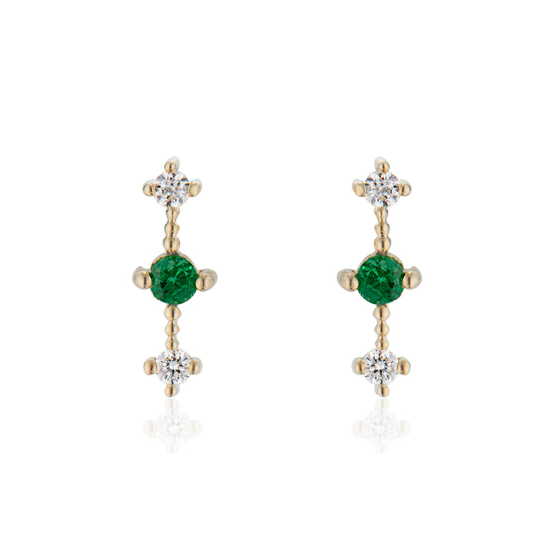 Celeste Earrings With Emerald & Diamonds