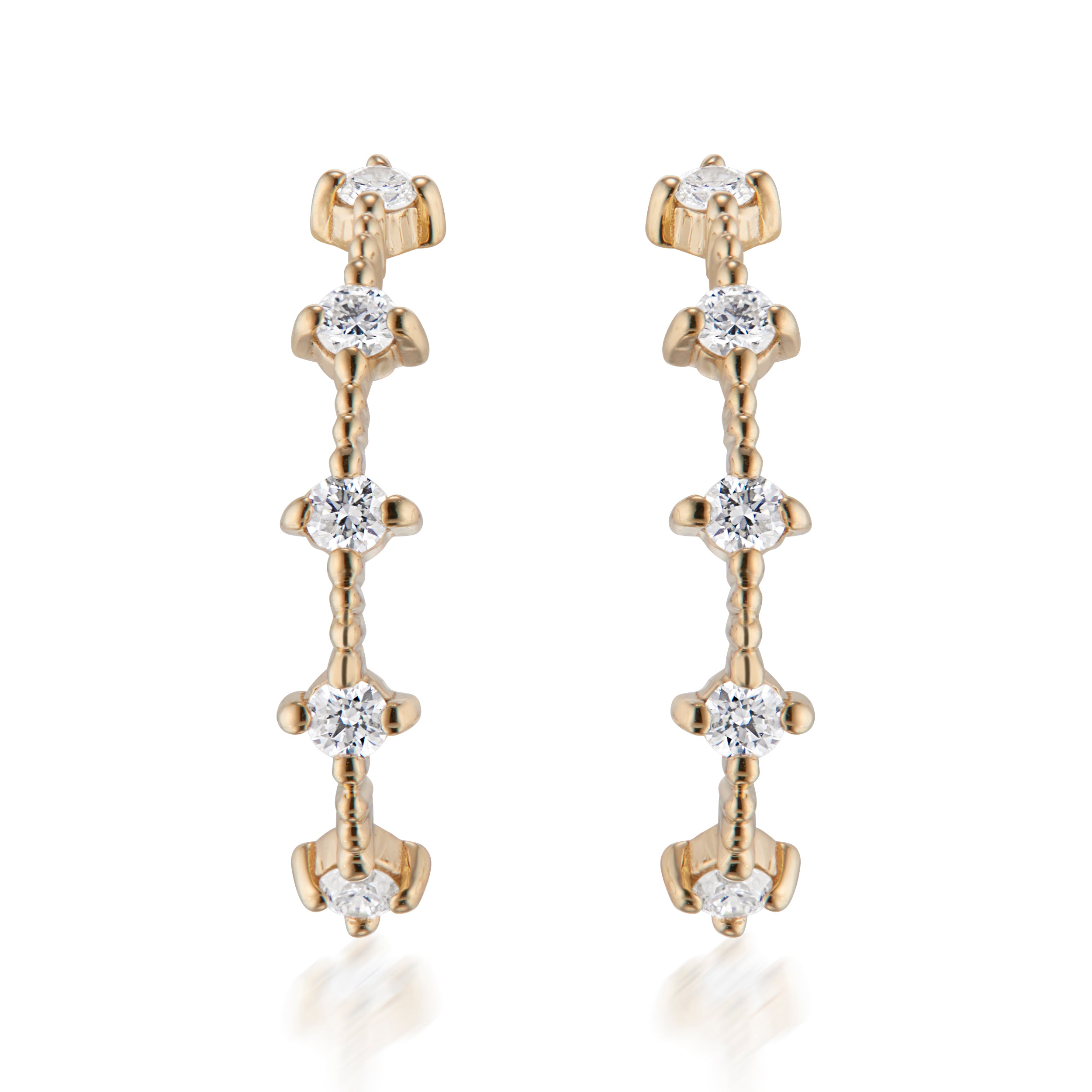 Celeste Half Hoop Earrings White Diamonds 14K Yellow Gold