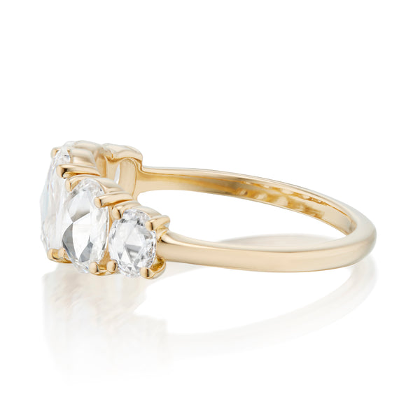 Vale Jewelry Florence Ring With Oval Shape Rose Cut Diamond Set In 18K Yellow Gold Side View