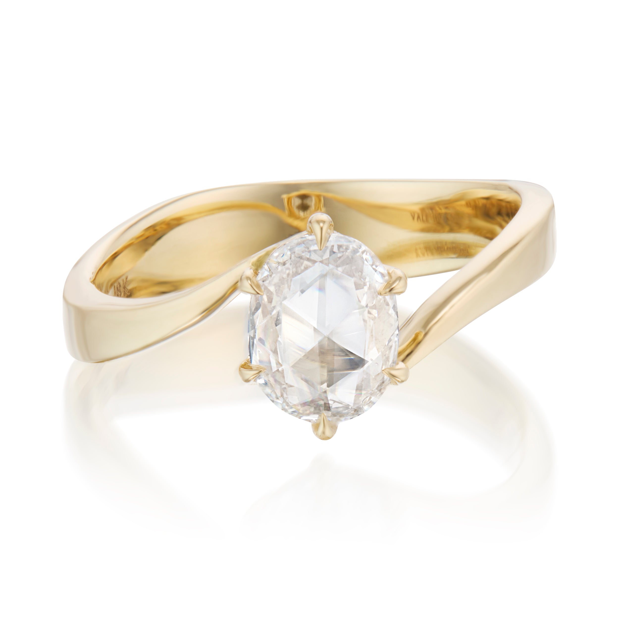 Galaxies Swoop Ring 1.00 Carat Oval Rose Cut Diamond