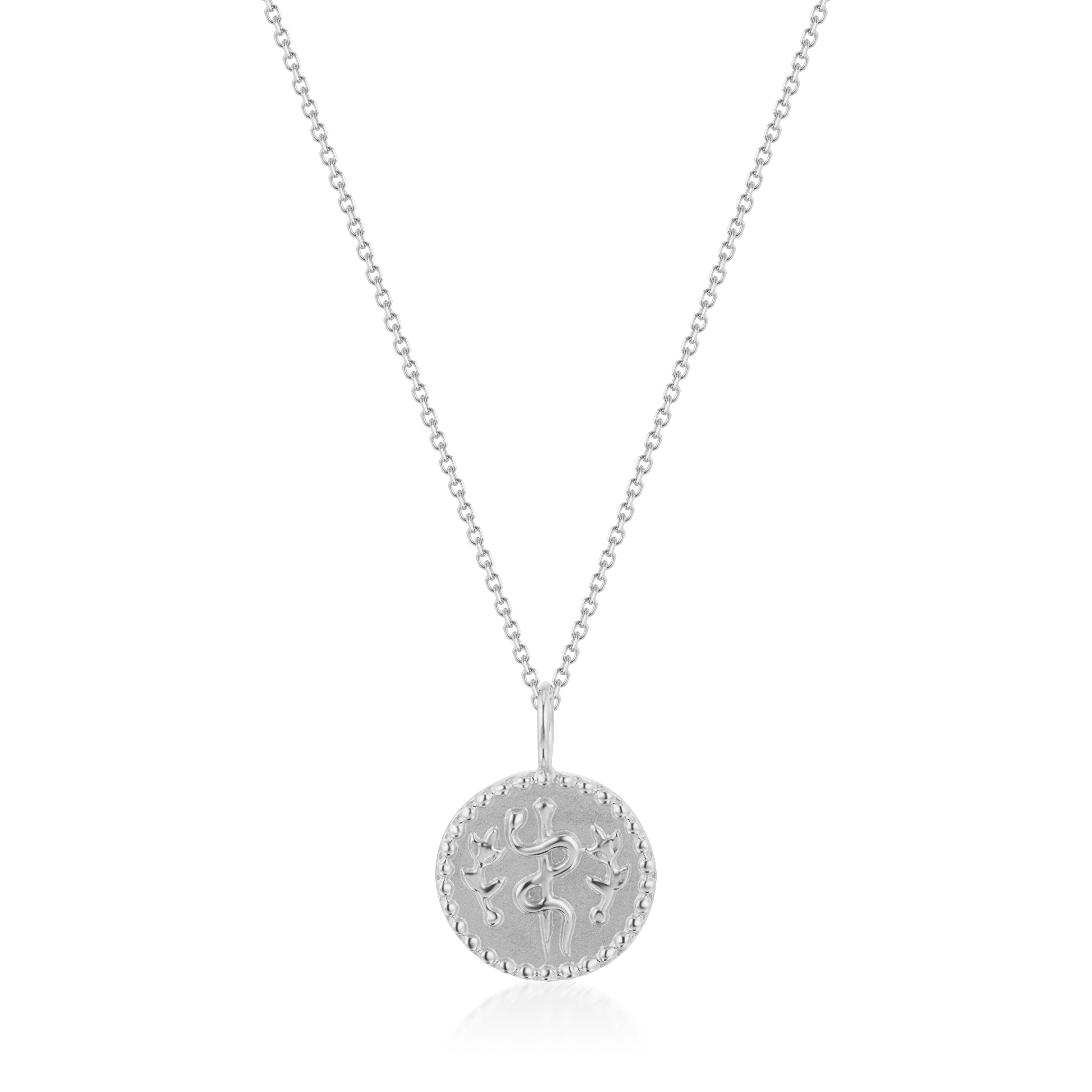 Vale Jewelry Health Medallion Necklace in 14 Karat White Gold Close Up