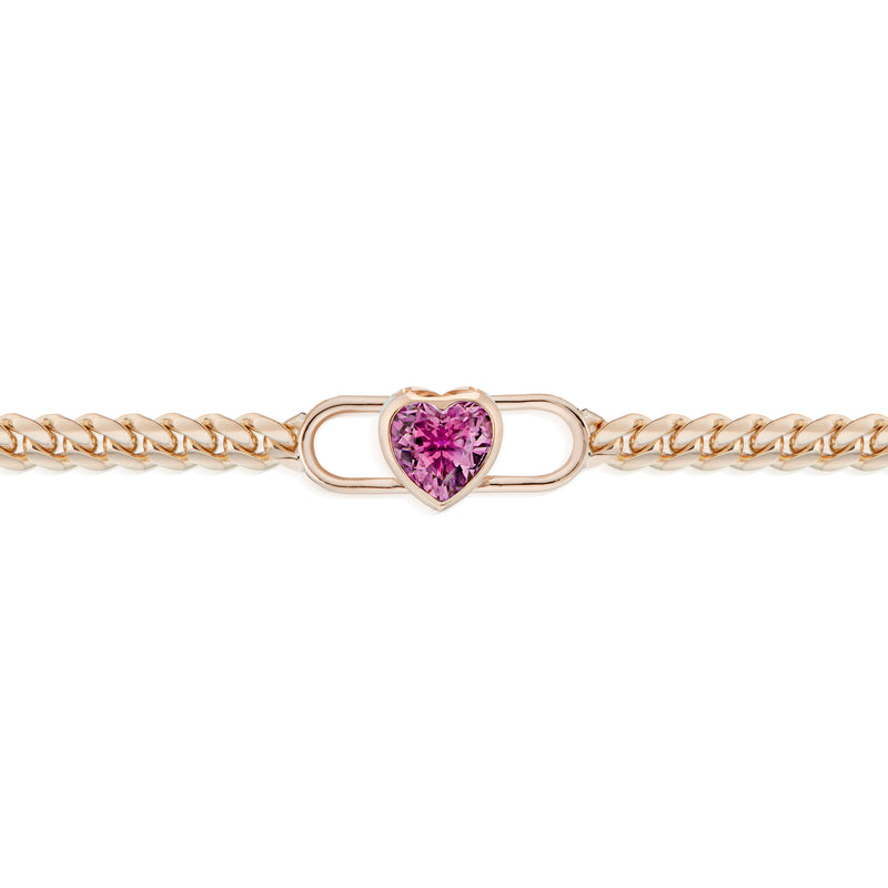 Heart Double Lock Curb Chain Bracelet