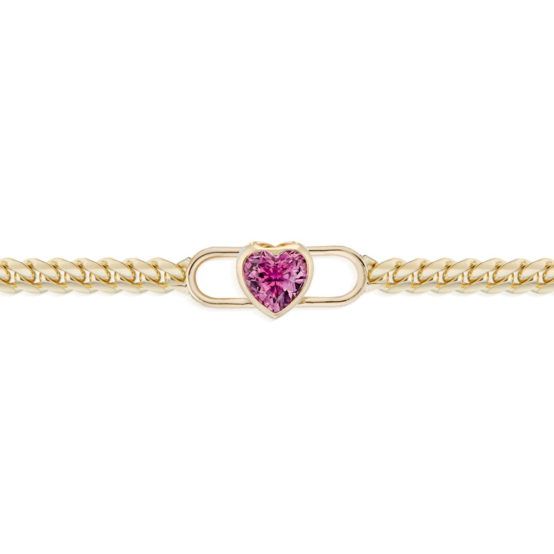 Heart Double Lock Curb Chain Bracelet