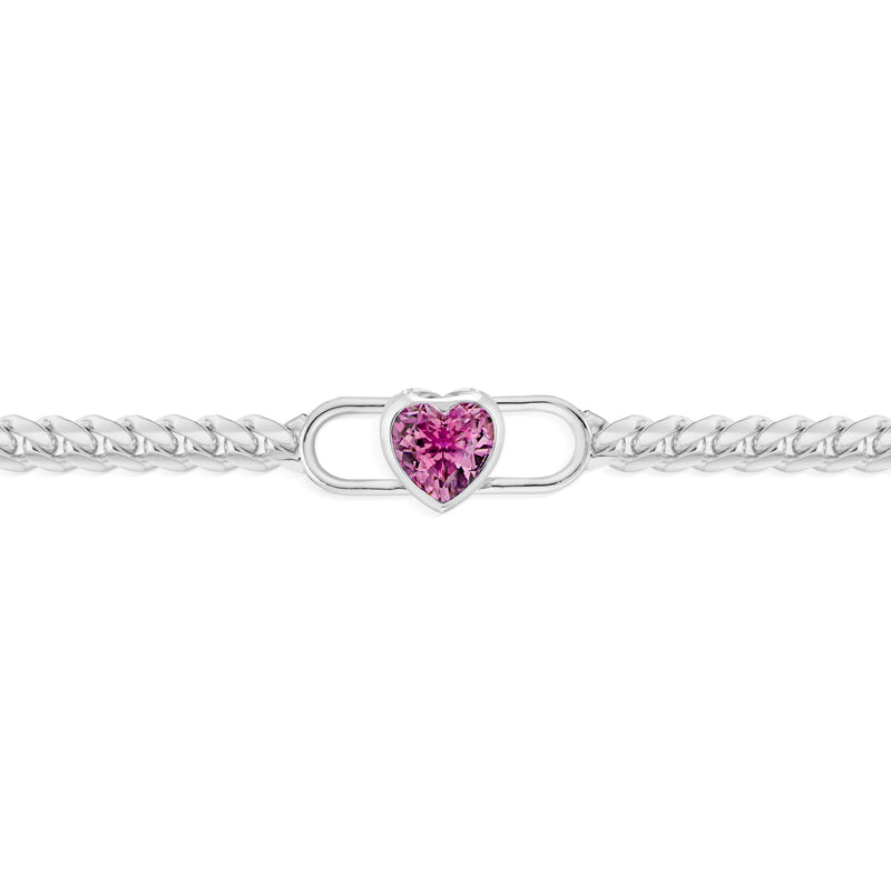 Heart Double Lock Curb Chain Bracelet