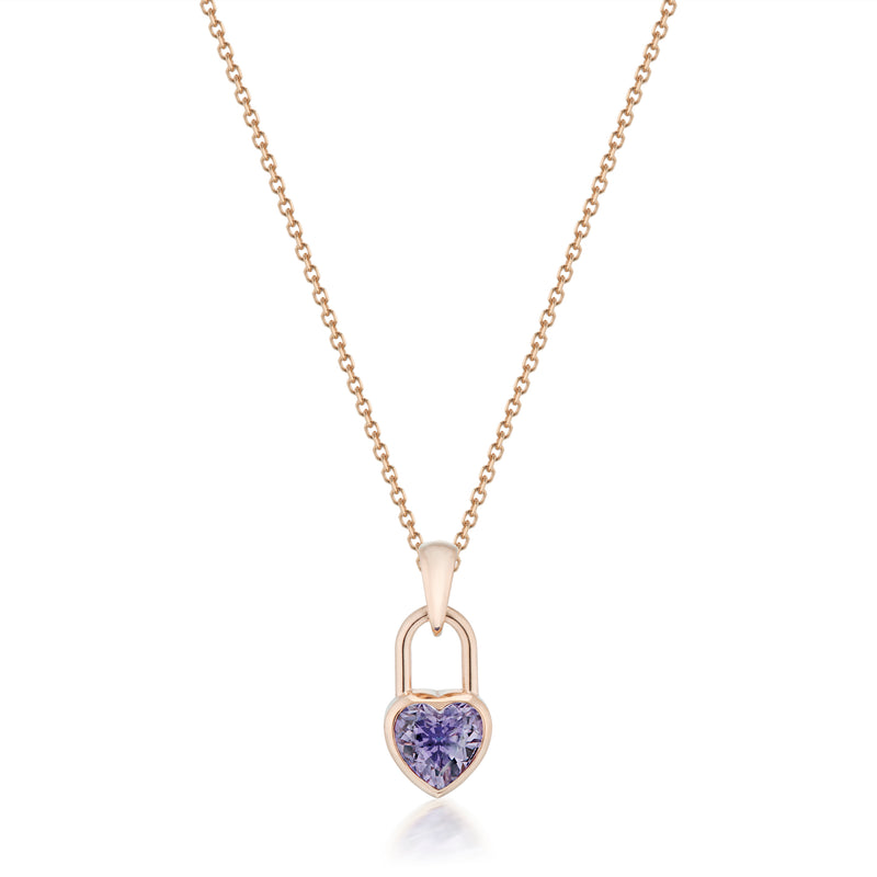 Heart Lock Amethyst Necklace