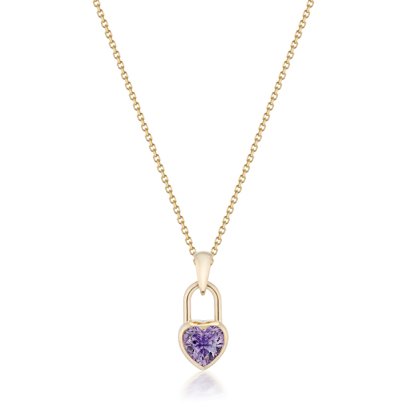 Heart Lock Amethyst Necklace