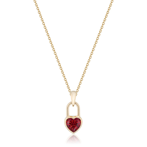 Heart Lock Garnet Necklace