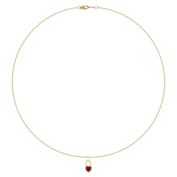 Heart Lock Garnet Necklace