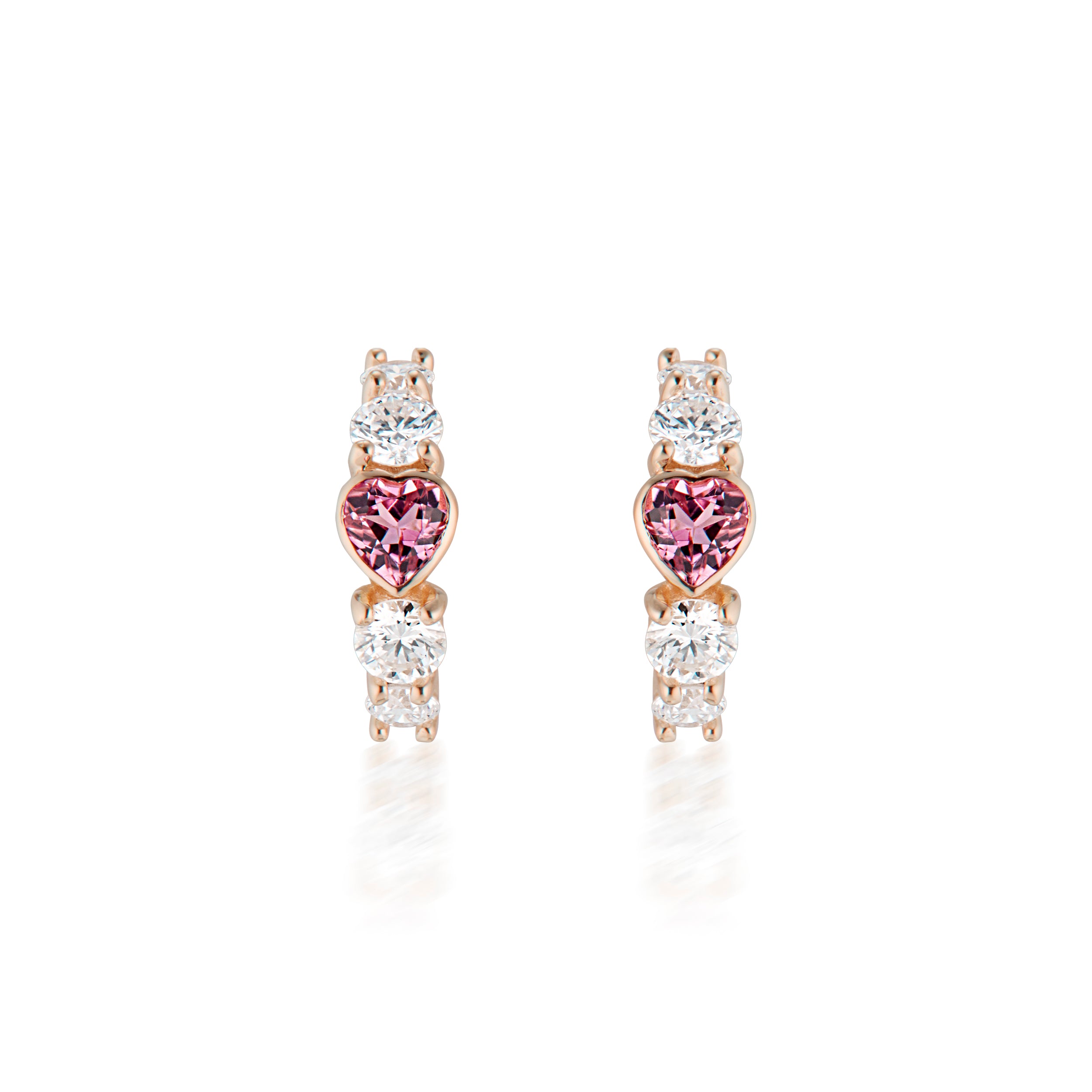Half Hoop Heart & Diamond Earrings