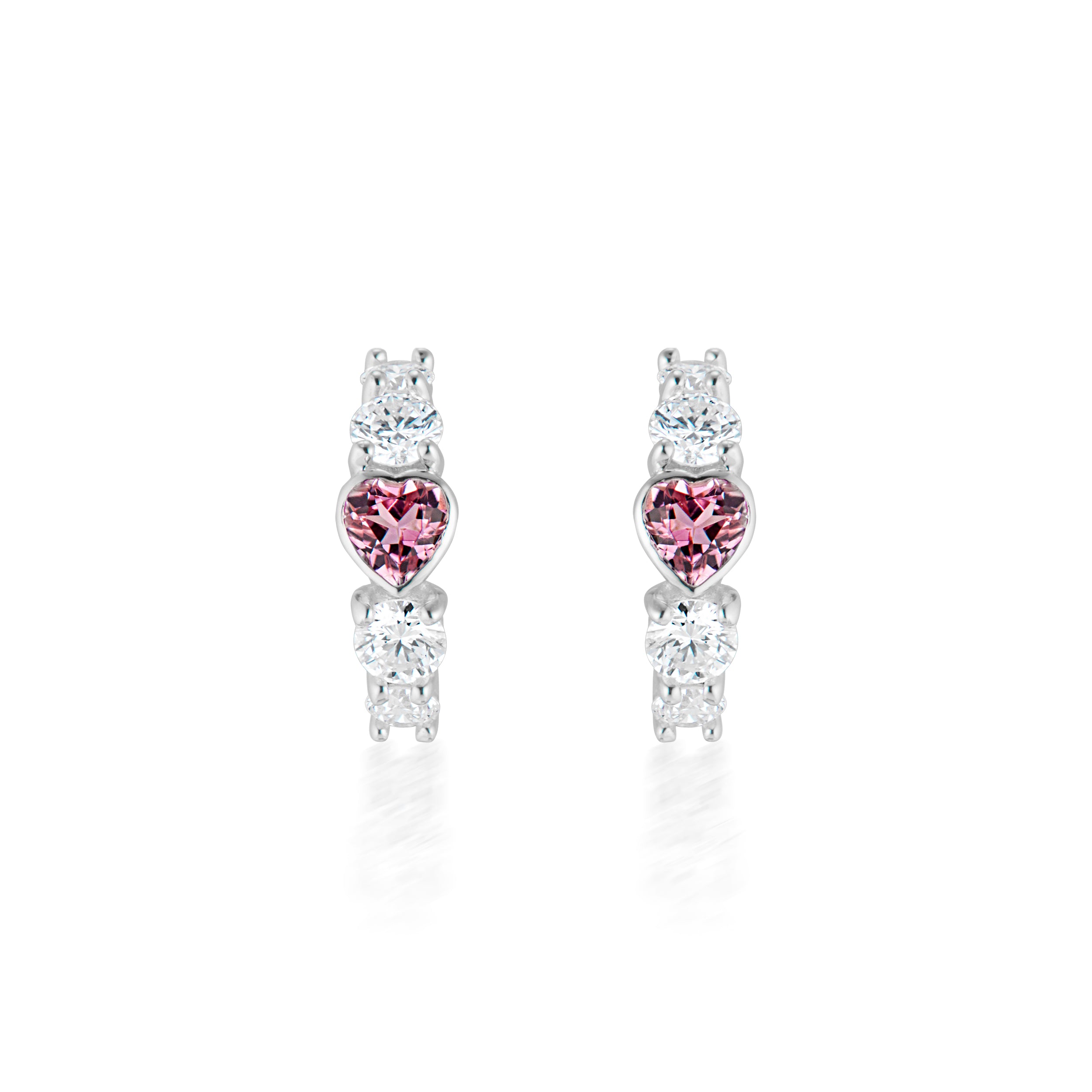 Half Hoop Heart & Diamond Earrings