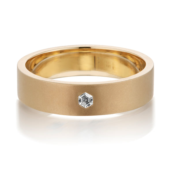 Hexagon Diamond Flat Band Ring