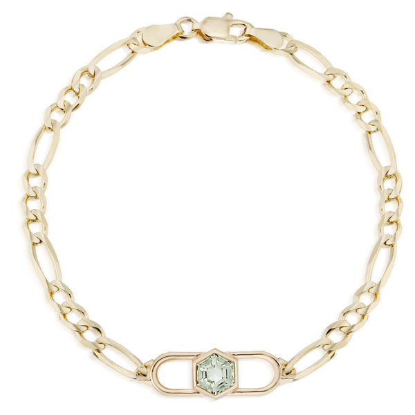 Hexagon Double Lock Figaro Bracelet