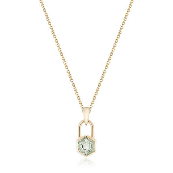 Hexagon Lock Prasiolite Necklace