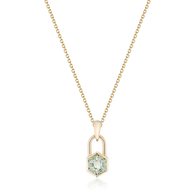 Hexagon Lock Prasiolite Necklace