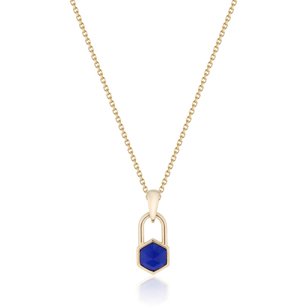 Hexagon Lock Lapis Lazuli Necklace