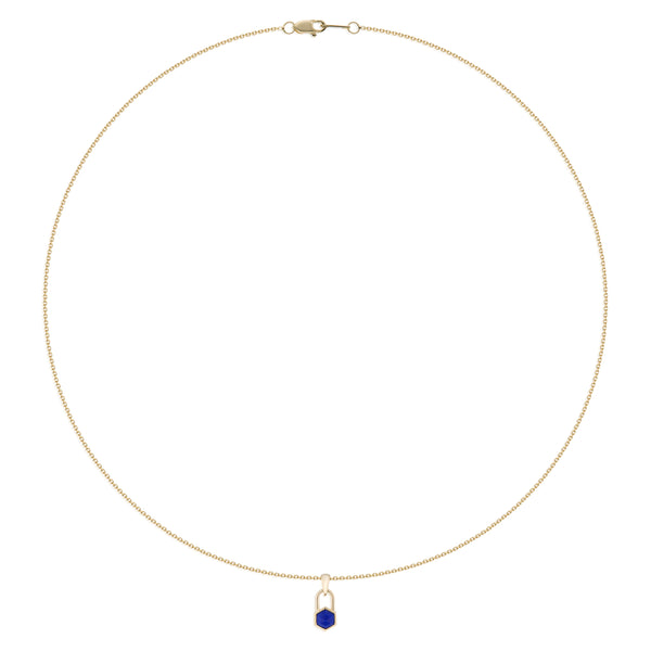 Hexagon Lock Lapis Lazuli Necklace