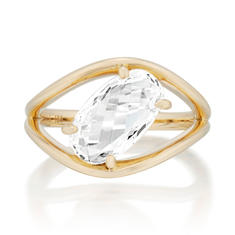 Vale Jewelry Loop Ring with Oval Rose Cut Diamond in Yellow Gold Front View