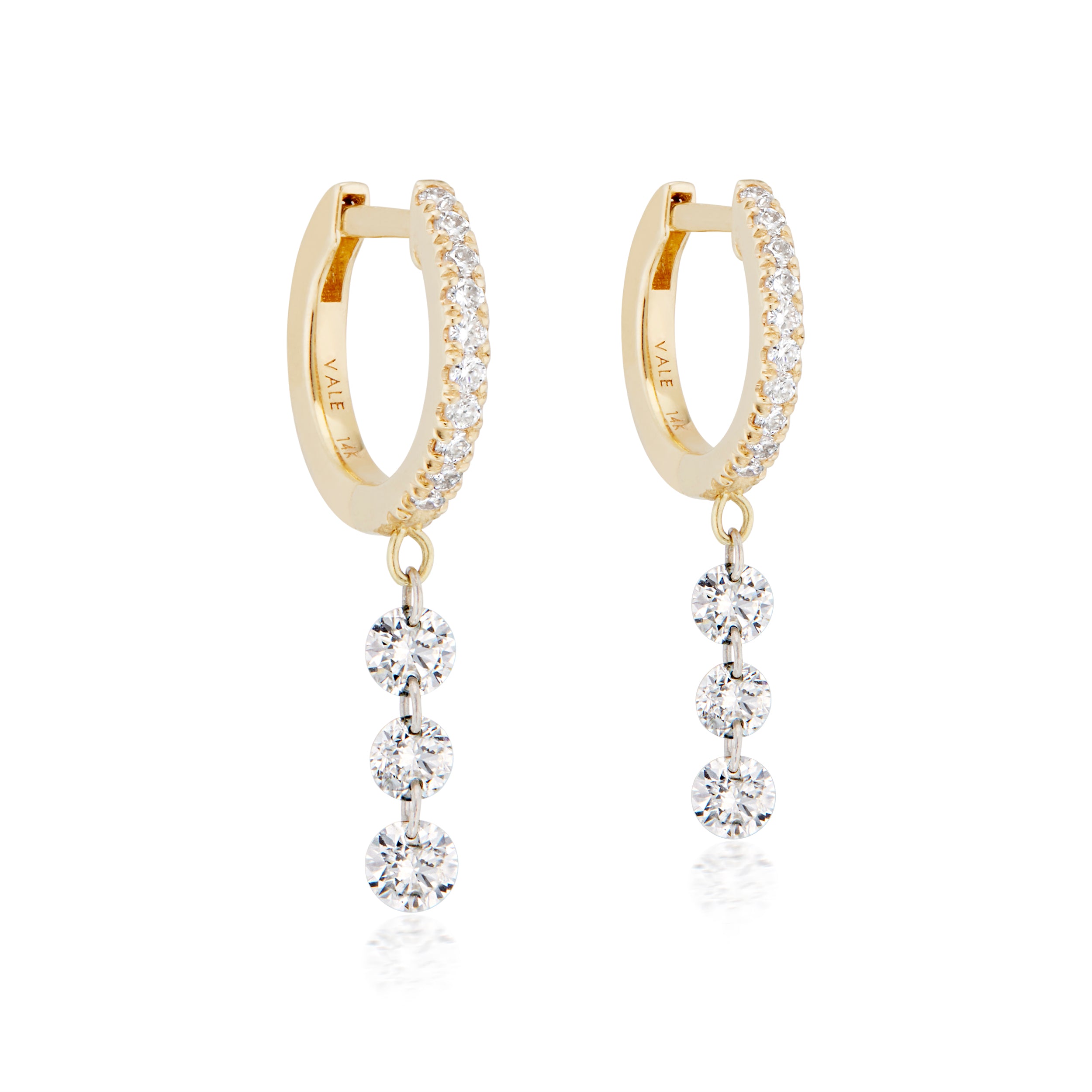 Pavé Huggie Earrings With Drilled Diamond Drop