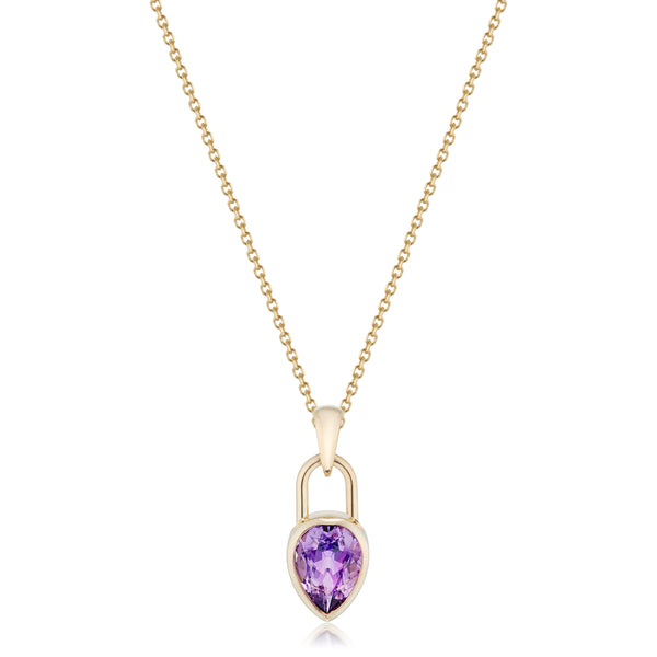 Pear Lock Amethyst Necklace