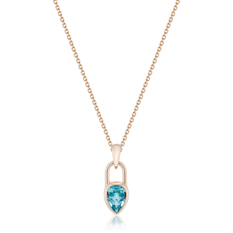 Pear Lock Blue Topaz Necklace