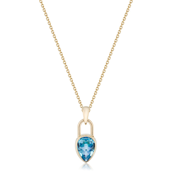 Pear Lock Blue Topaz Necklace