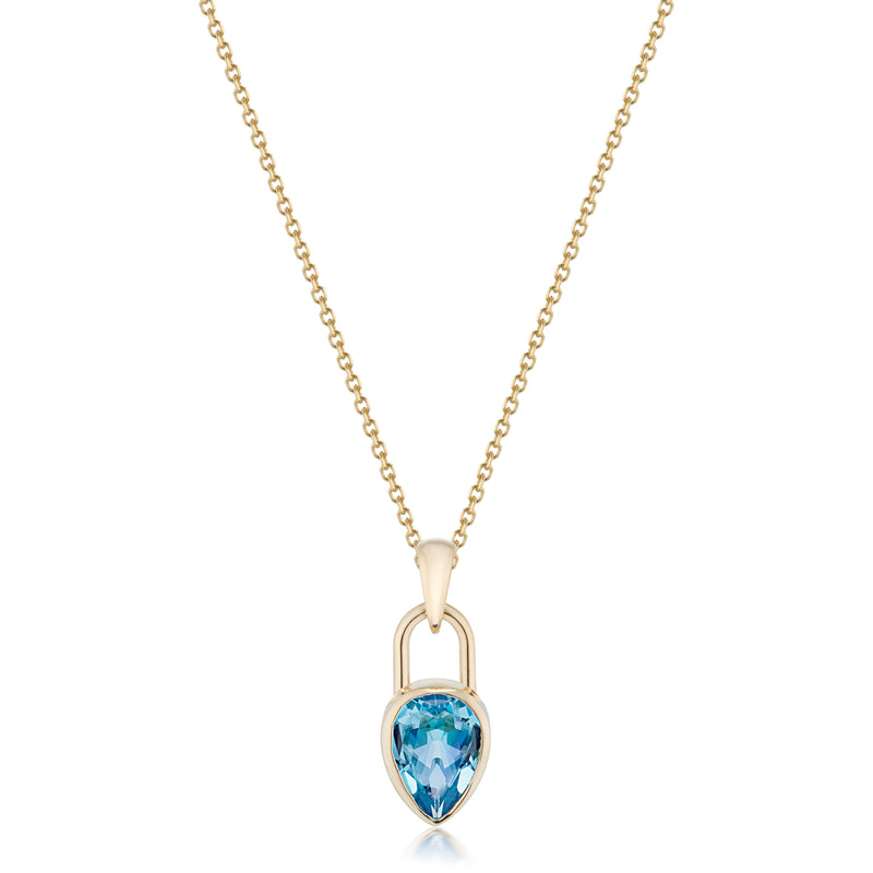 Pear Lock Blue Topaz Necklace