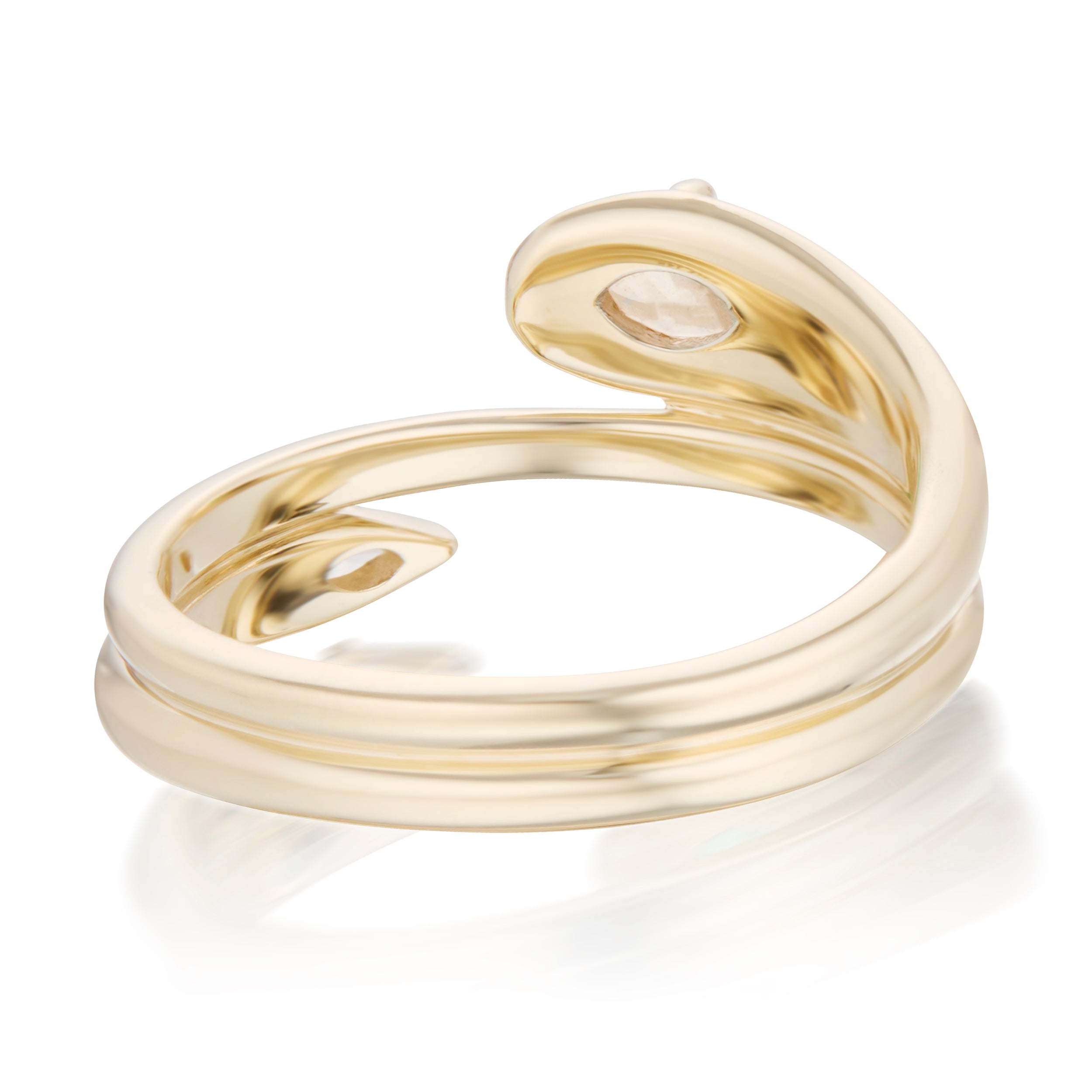 Alt="Vale Jewelry Rainfall Open Double Marquise Champagne Diamond Coil Ring Yellow Gold Back View"