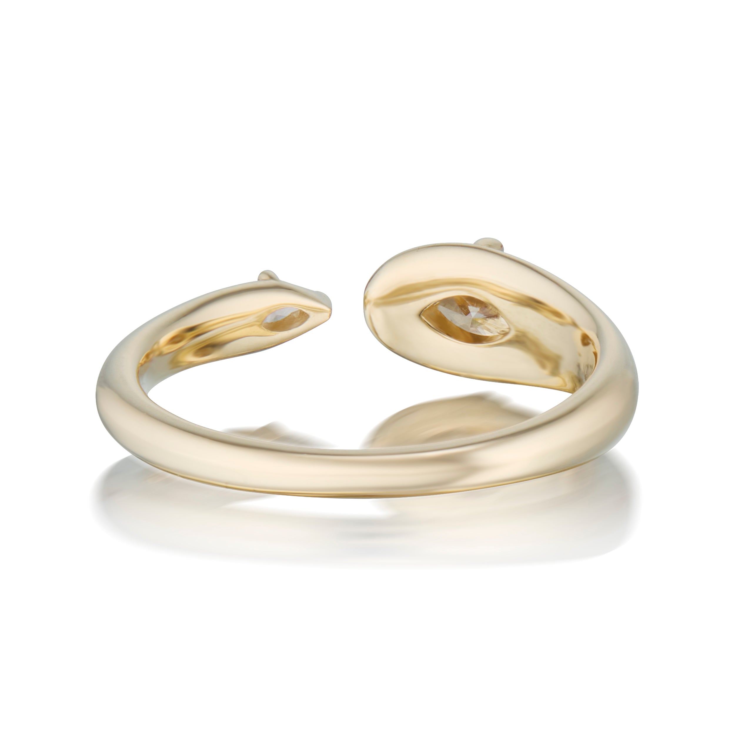 Alt="Vale Jewelry Rainfall Open Marquise Champagne Diamond Ring Yellow Gold Back View"