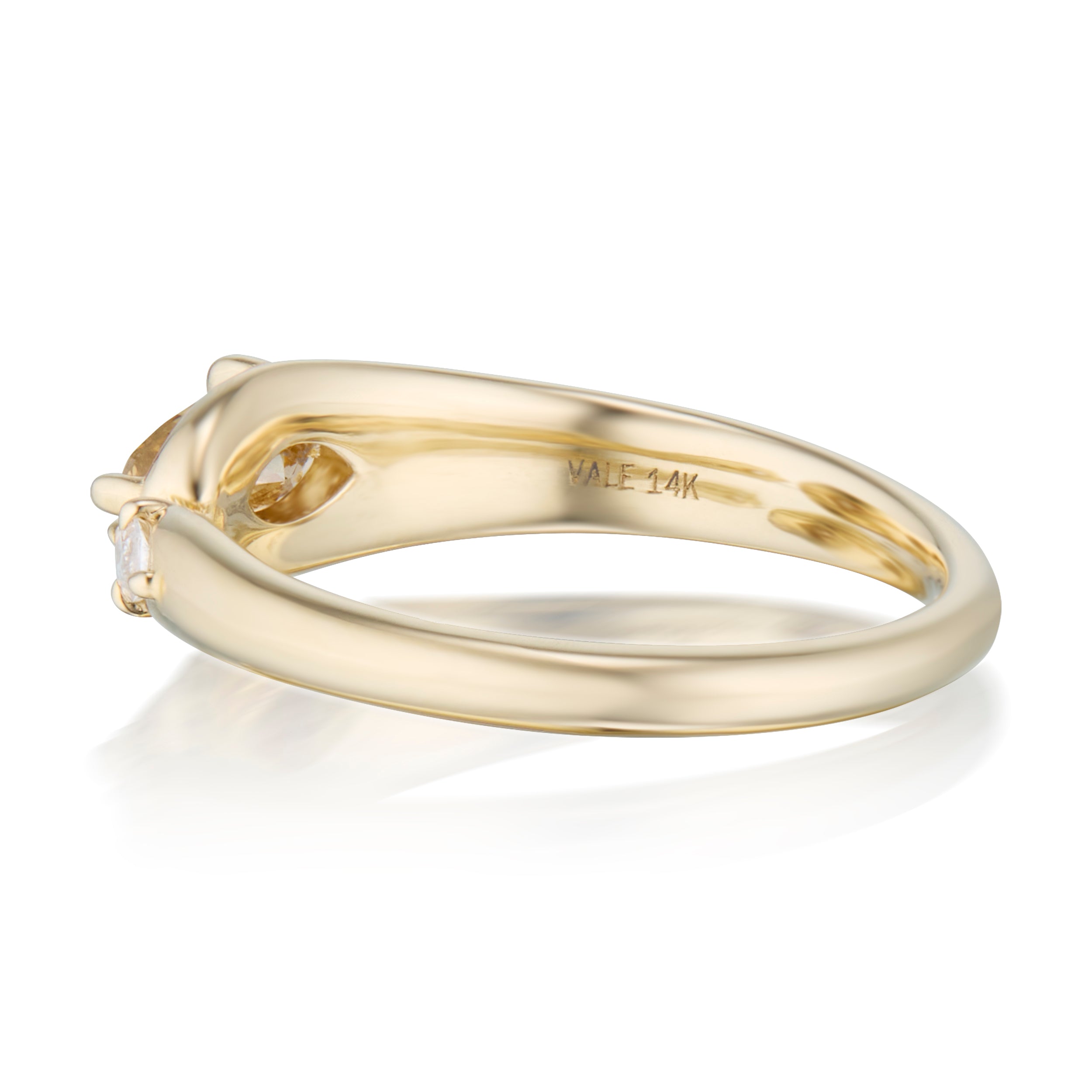 Alt="Vale Jewelry Rainfall Open Marquise Champagne Diamond Ring Yellow Gold Side View"