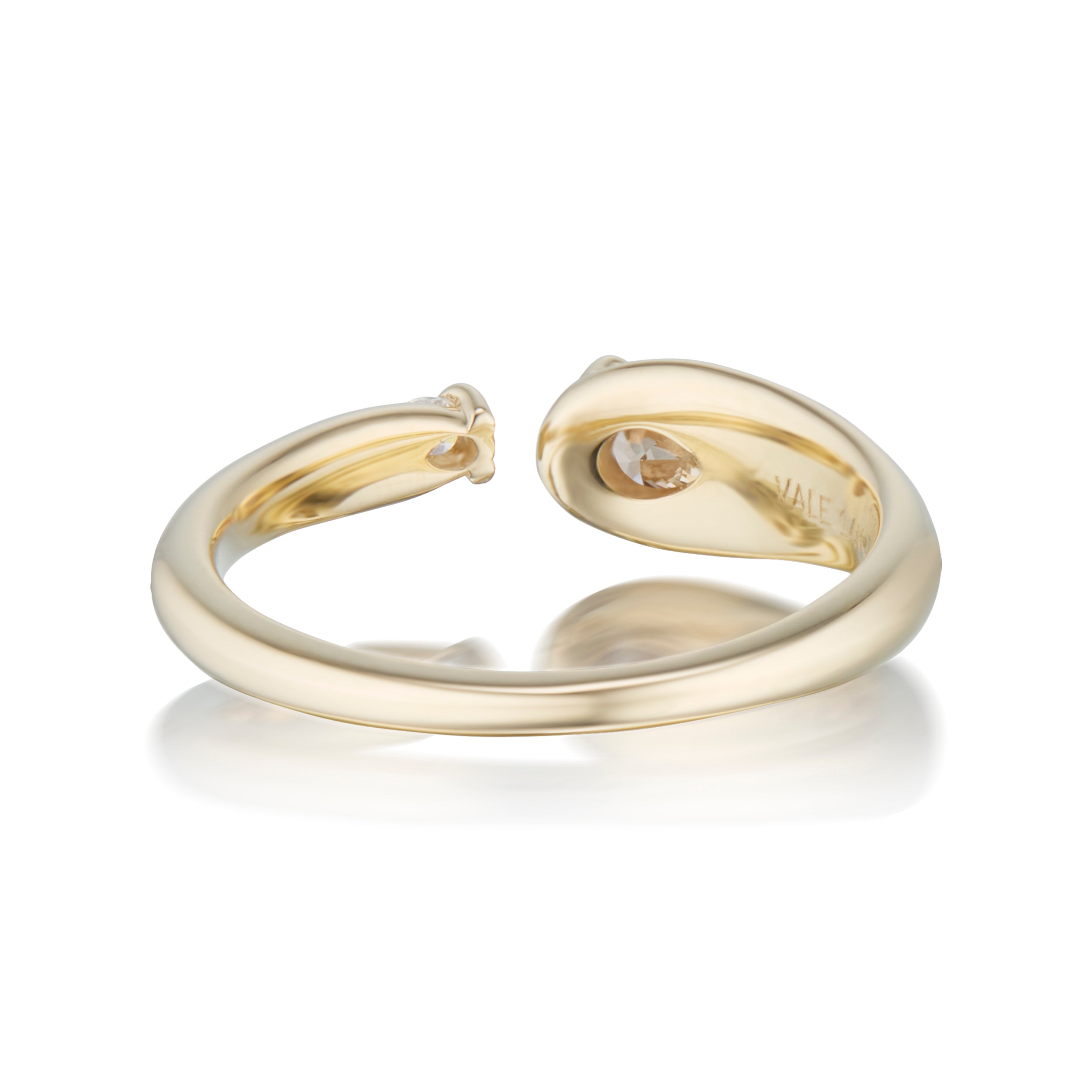 Alt="Vale Jewelry Rainfall Open Pear Champagne Diamond Ring Yellow Gold Back View"