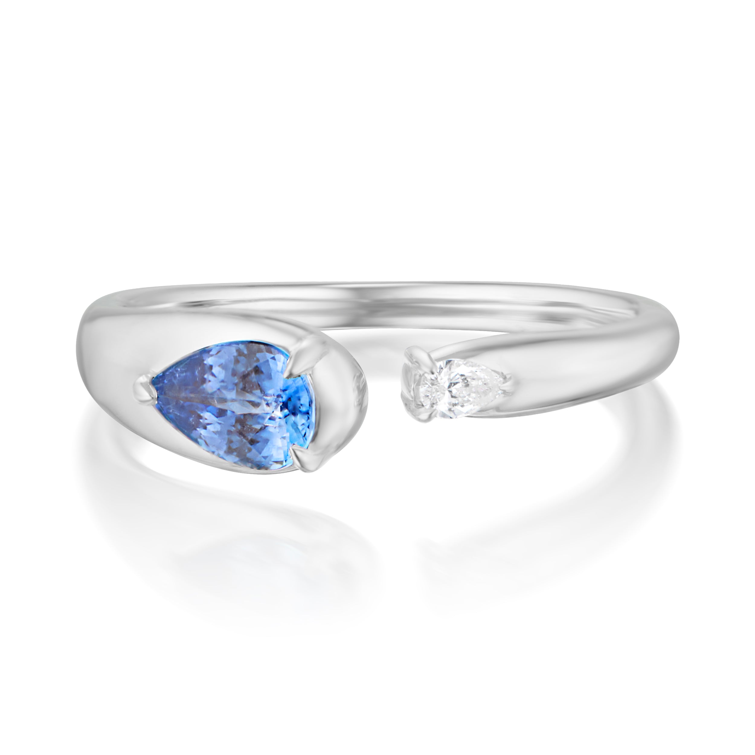 Alt="Vale Jewelry Rainfall Open Pear Sapphire Ring White Gold Front View"
