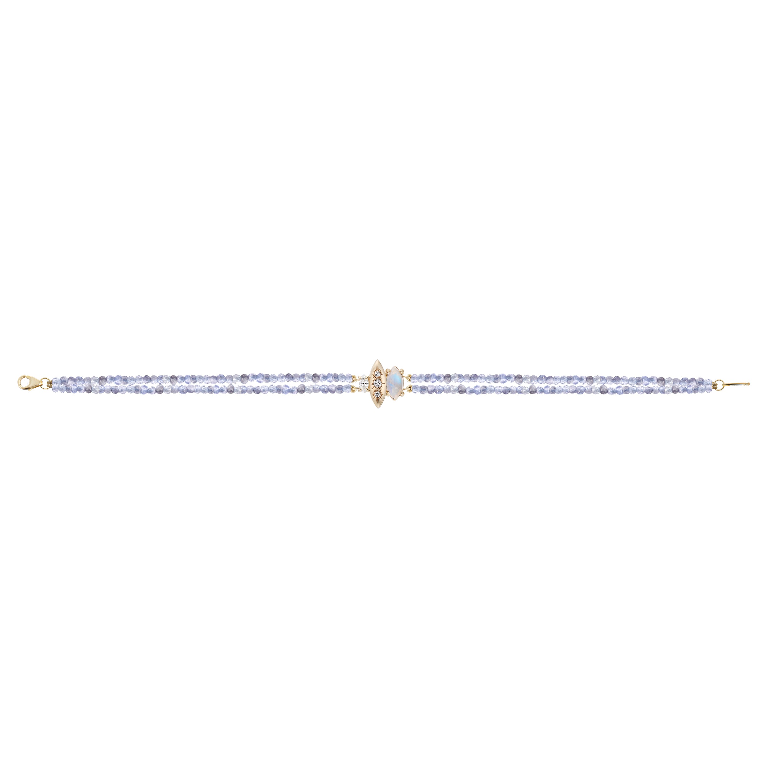 Rainfall Triple Marquise Moonstone & Beaded Tanzanite Bracelet