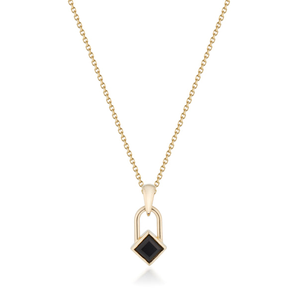 Square Lock Black Onyx Necklace